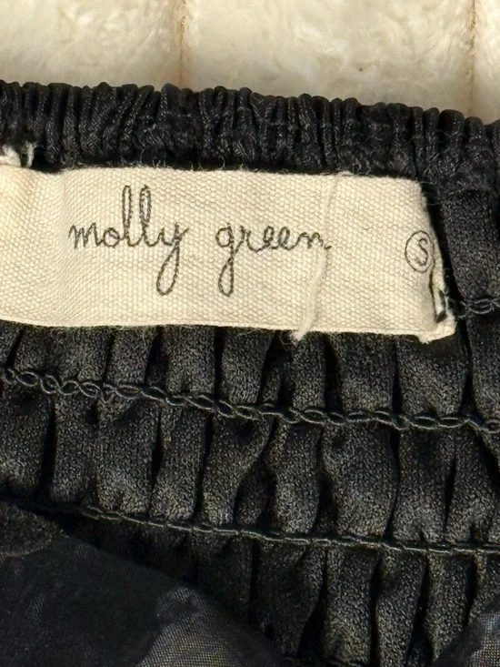 Molly Green Black Dotted Swiss Puff Sleeve Smocked Empire Waist Peplum Top Small - Picture 6 of 11